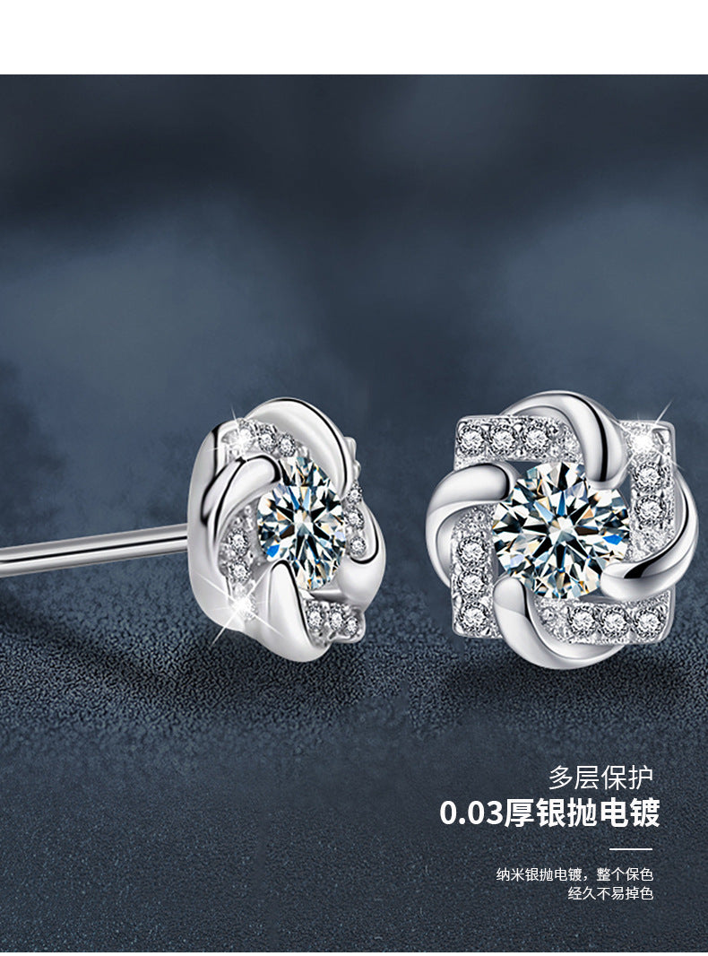 S925 Sterling Silver Moissanite Windmill Earrings, Unique Style, Fashionable High-end Design Earrings, Earrings