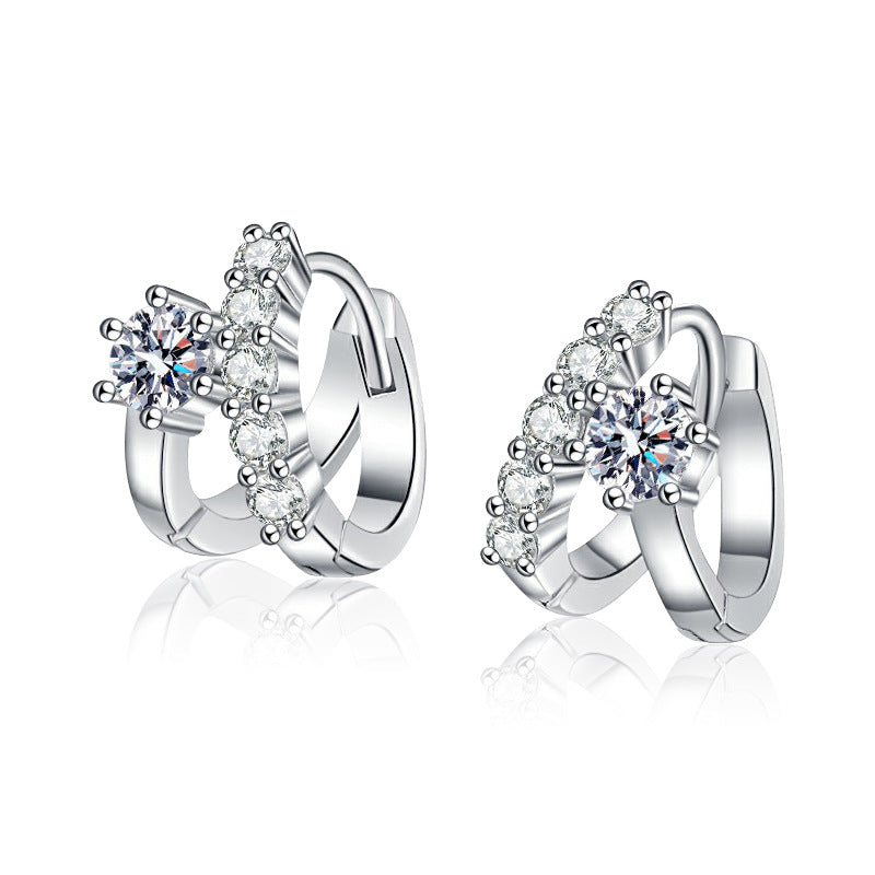 S925 Sterling Silver Earrings Women's Moissanite Stud Earrings Light Luxury High-End Cross-Border European and American Earrings