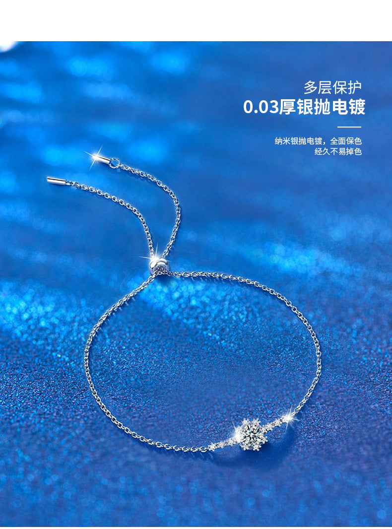 跨境饰品925纯银手链女生高级感ins闺蜜款莫桑石手链