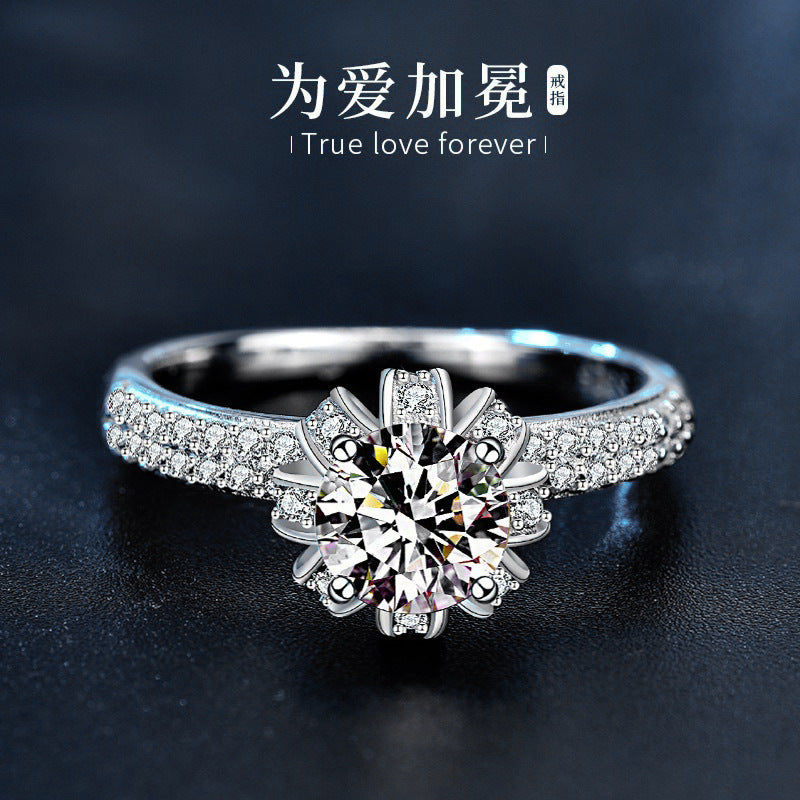 Crowned with love 925 silver moissanite engagement wedding ring single ring for women