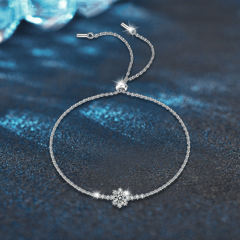 Cross-border jewelry 925 pure silver bracelet for girls, elegant style, ins best friend style moissanite bracelet