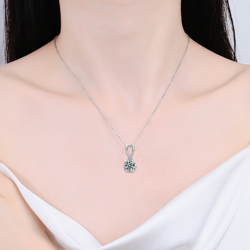 925 Silver Heart Moissanite Necklace, Colorfast, Women's Autumn Winter Luxury High-end Collar Chain, Ins Unique