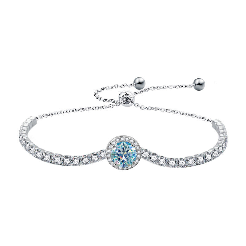 Cross-border 925 Sterling Silver Starry Sky Bracelet for Women, Light Luxury Niche Design Moissanite Jewelry