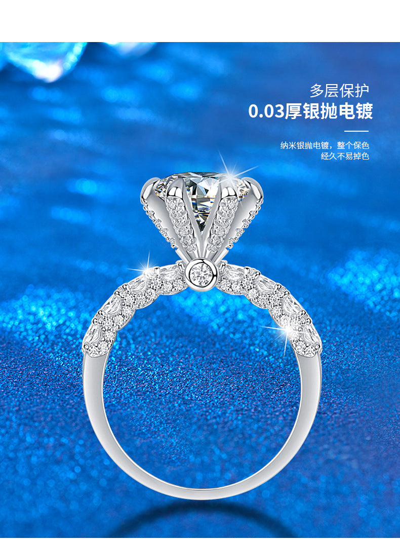 925 sterling silver moissanite diamond ring with 2 carats
