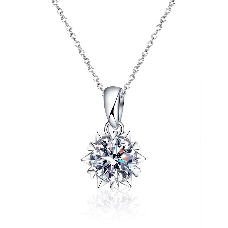 925 Silver Six-pointed Star Snowflake Necklace, Women's European and American Moissanite Collar Pendant Accessories, Fashion Jewelry