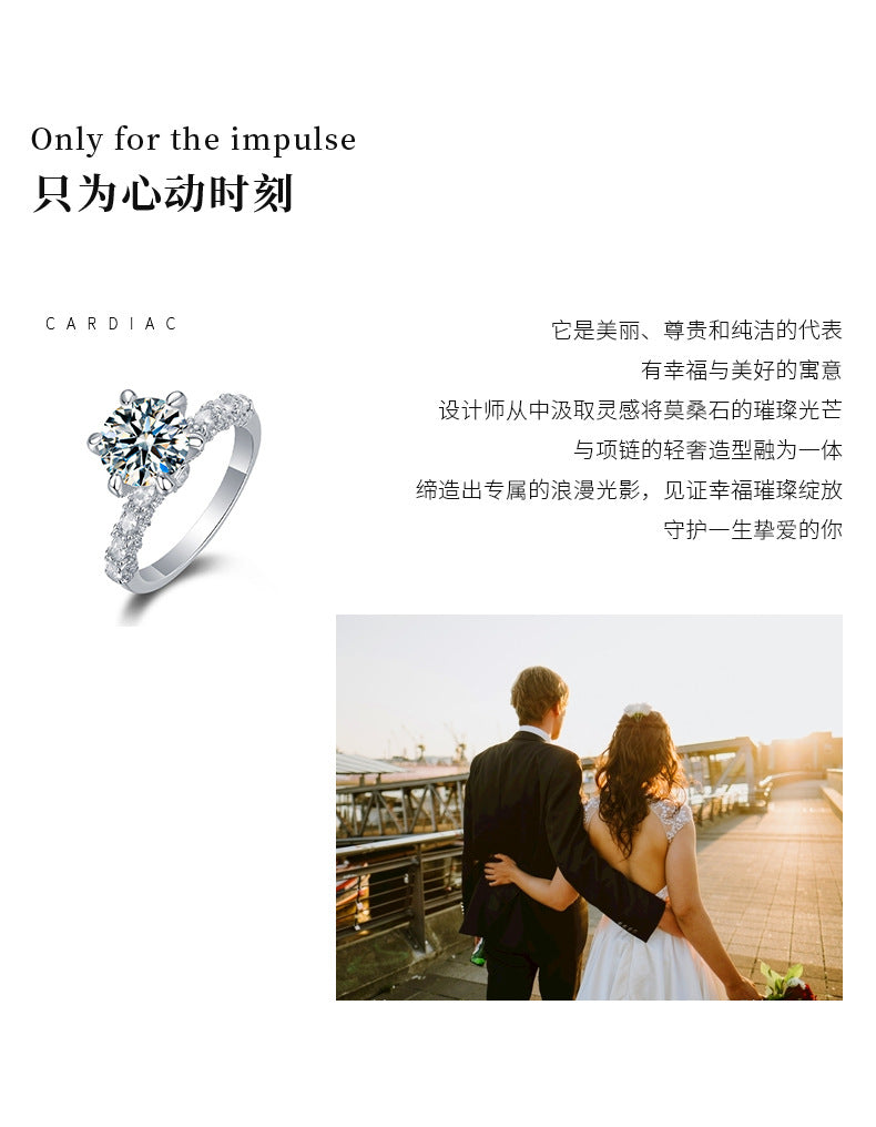 925 sterling silver moissanite diamond ring with 2 carats