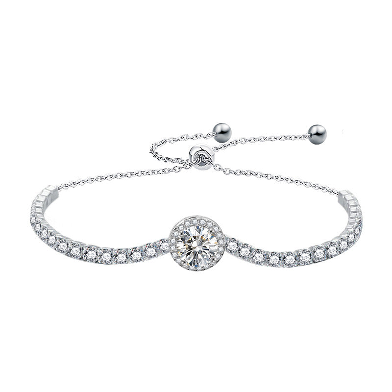 Cross-border 925 Sterling Silver Starry Sky Bracelet for Women, Light Luxury Niche Design Moissanite Jewelry