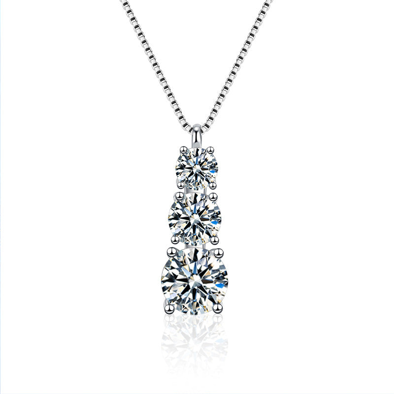 925 Sterling Silver Pendant Accessories Three Lives Three Worlds Necklace Women's Versatile High-End Moissanite D Color