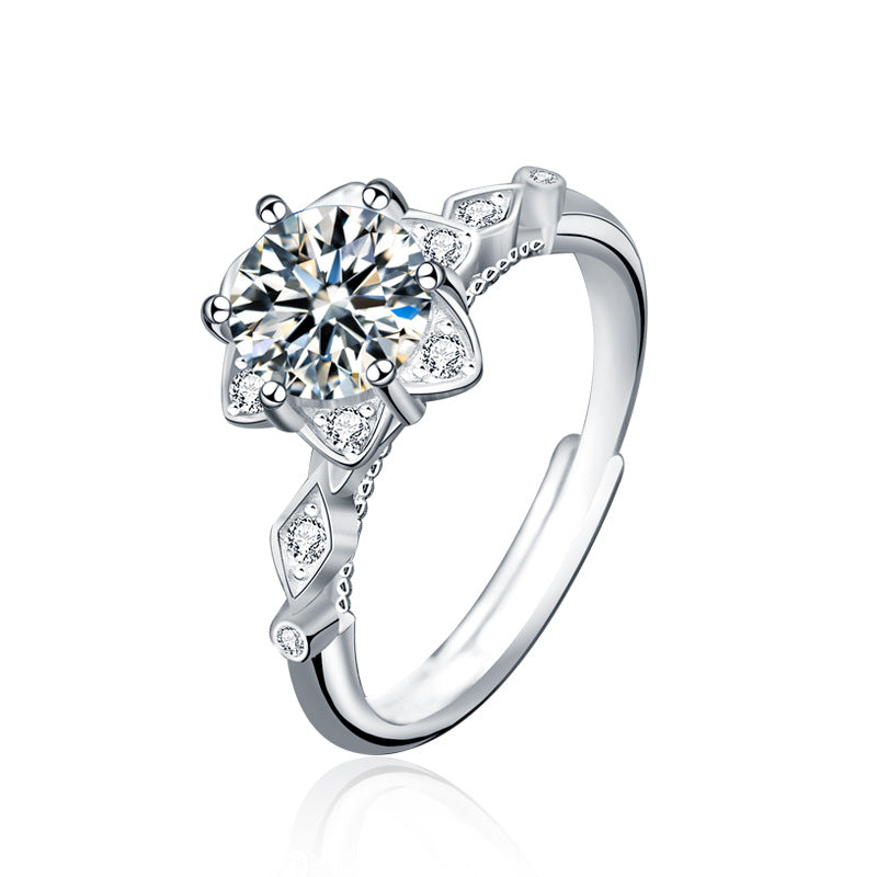 Original 925 Sterling Silver Ring for Women, Minimalist Moissanite Hand Jewelry, Unique Hexagram Fashion Engagement Ring