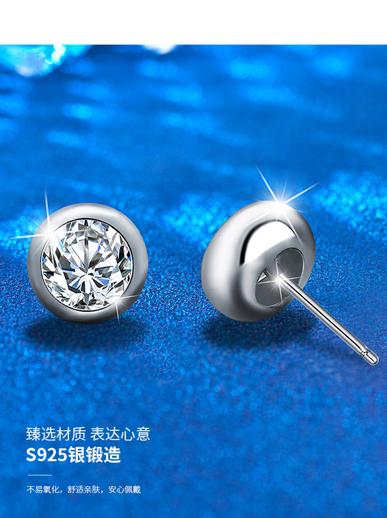 Classic s925 Sterling Silver Bubble Earrings Silver Needle High-end Luxurious Round Zircon Earrings Ear Jewelry ins