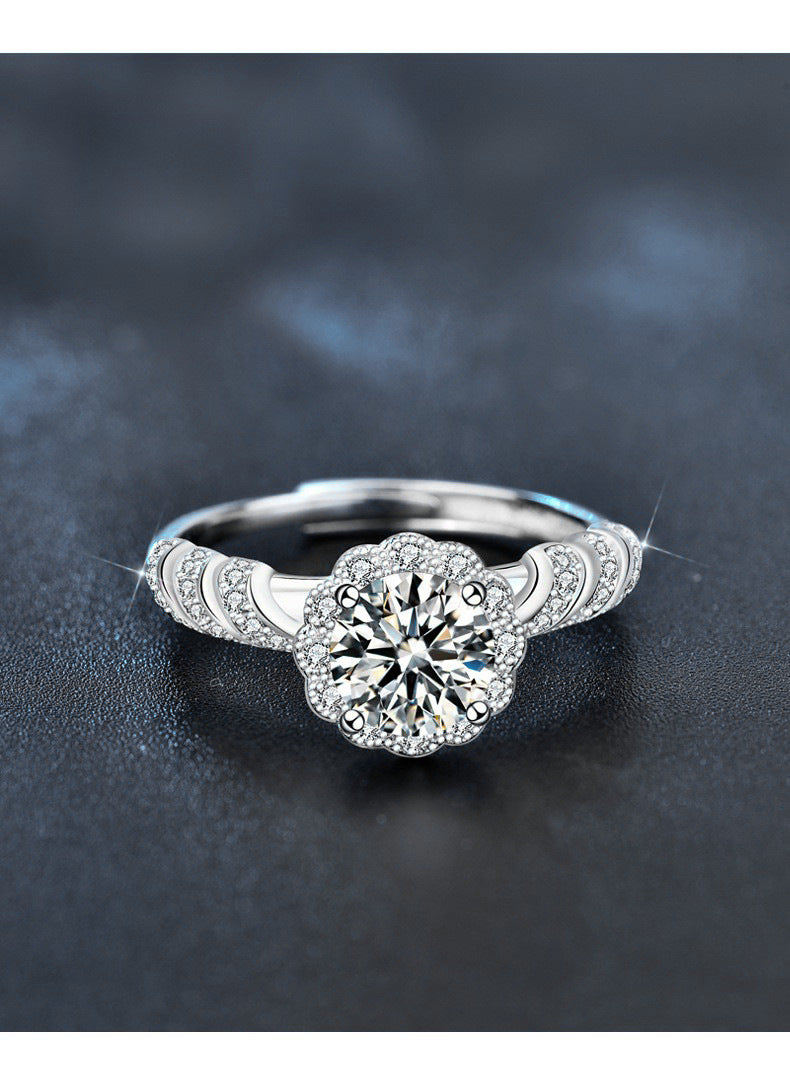 Original 925 Sterling Silver Ring, Moissanite Mermaid Princess Open Ring, Unique Couple Ring, 1 Carat Unique Jewelry