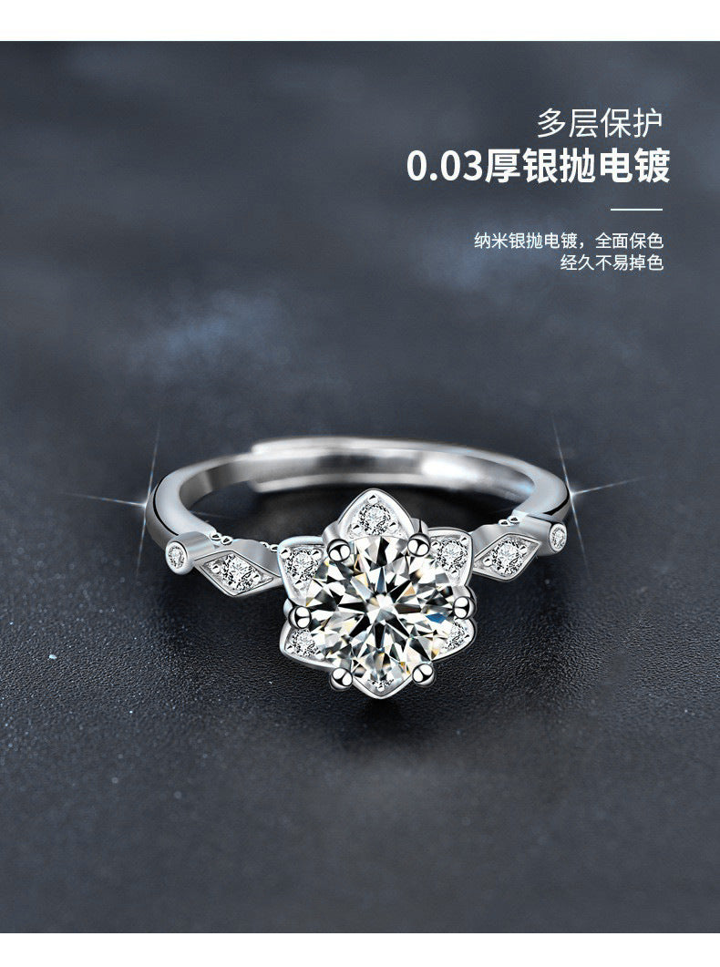 Original 925 Sterling Silver Ring for Women, Minimalist Moissanite Hand Jewelry, Unique Hexagram Fashion Engagement Ring