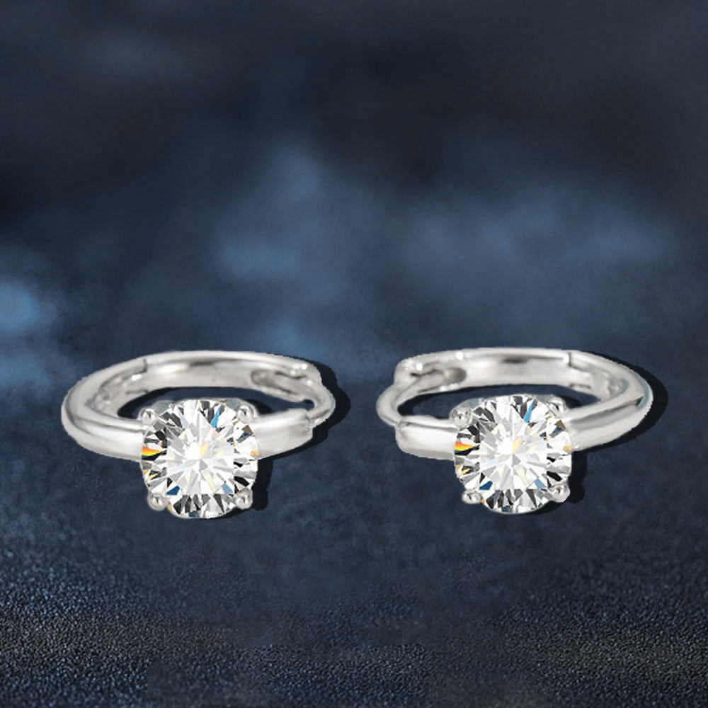 Moissanite S925 Sterling Silver Earrings, Four Claw Simple Elegance Earrings, Lightweight Luxury Fashion OL High-end Earring Clips, Gift for Girlfriend