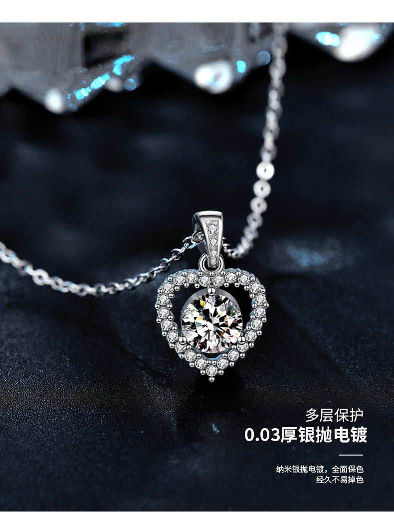 925 Silver Heart Necklace, Versatile and Unique Design, Moissanite Collar Pendant, Ins Gift for Girlfriend, Bridal Jewelry