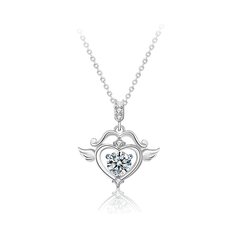 Moissanite Diamond Cupid's Arrow Necklace for Women, 925 Sterling Silver Collar Chain, Personality Creative 520 Silver Pendant Jewelry