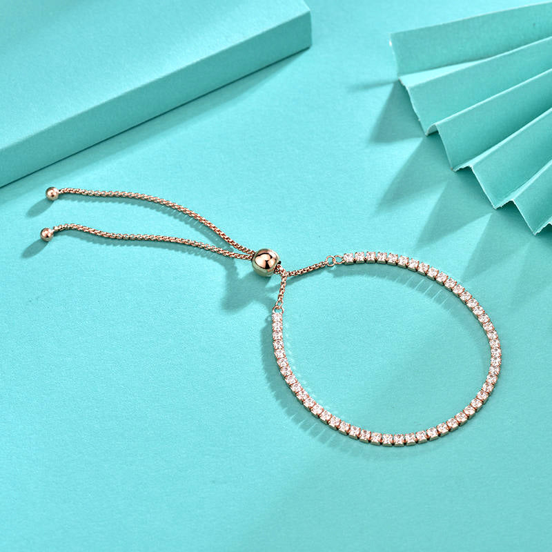 925 Silver Zircon Full Diamond Bracelet Adjustable Push-Pull Hand Jewelry Versatile Popular Bracelet Handmade Jewelry Wholesale