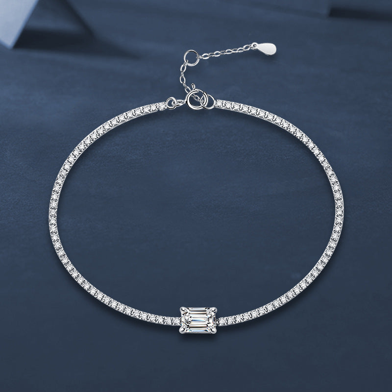 S925 Sterling Silver Moissanite Aurora Bracelet Women's Niche High-End Minimalist Cross-Border Hot-Selling Jewelry Manufacturer Wholesale