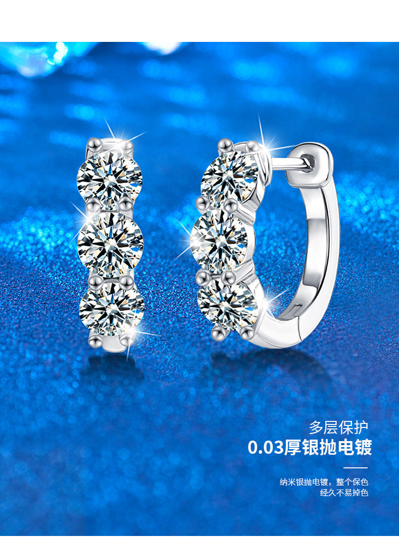 Fashionable Earrings with S925 Silver and Moissanite, Versatile Stud Earrings, Ins Fashion Accessories, Autumn and Winter Collection