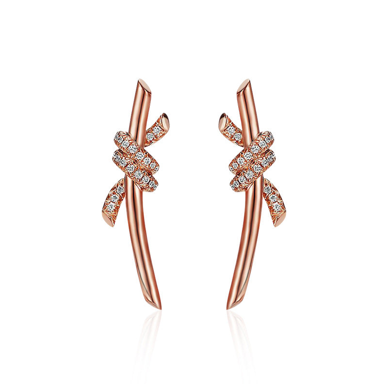 Moissanite T-style Earrings 925 Sterling Silver Simple New Creative Twisted Rope Earrings Hot Selling Accessories