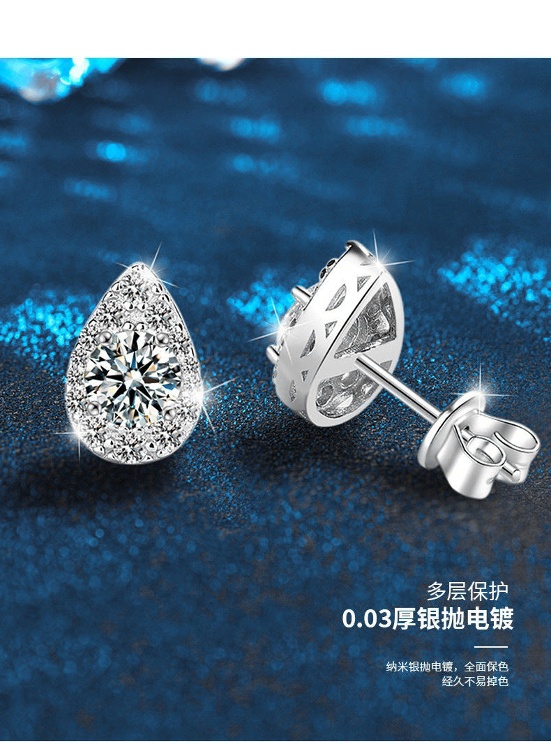 Dropping Earrings 925 Pure Silver High-end Simple Stylish Moissanite Earrings 50 Points D Color Silver Earrings