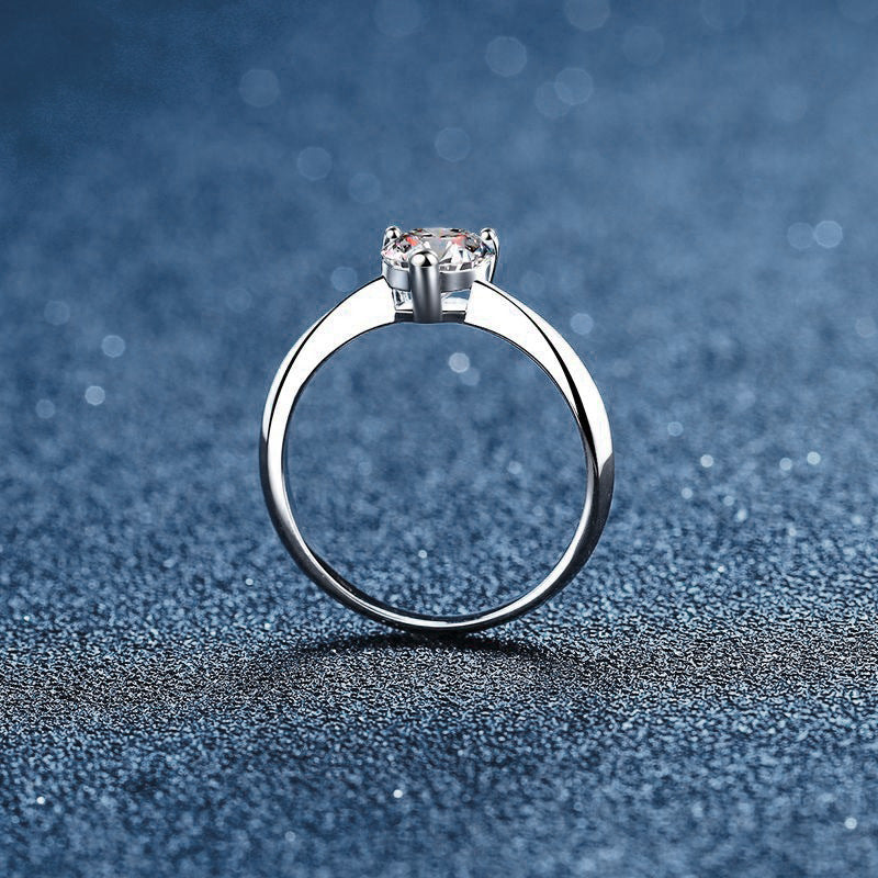 Moissanite Diamond Ring, 925 Sterling Silver Adjustable Women's Jewelry Heart Moissanite Ring Jewelry
