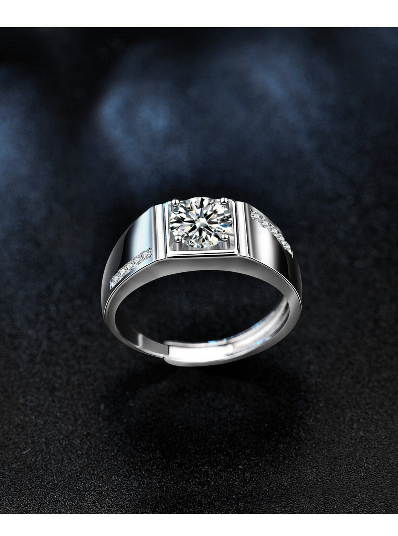 925 Silver Moissanite Ring Set Korean Fashion Couple Rings Gemstone Jewelry