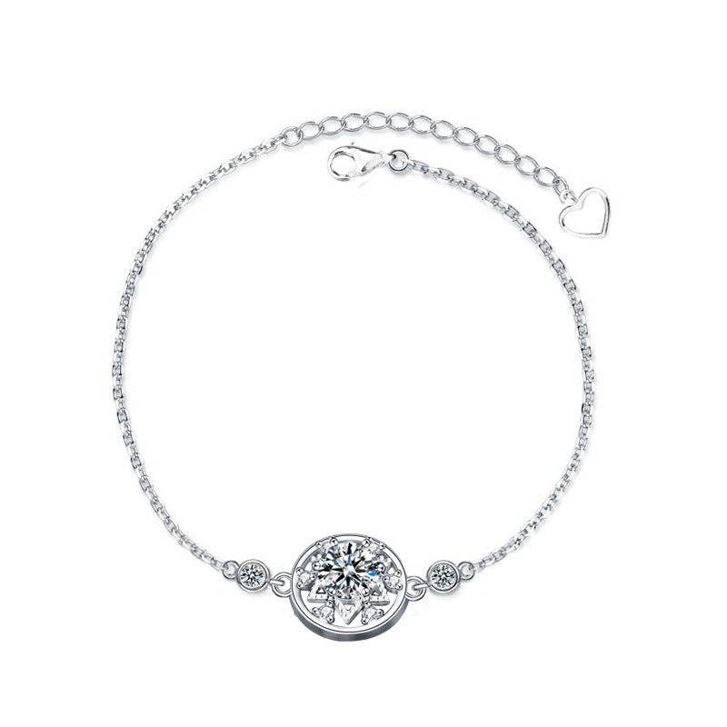 Original Jewelry 925 Sterling Silver Pave Dreamcatcher Bracelet Fashion Round Moissanite Jewelry Student Bestie Gift