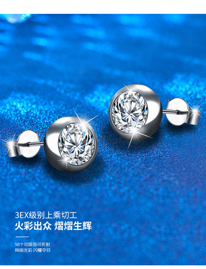 Classic s925 Sterling Silver Bubble Earrings Silver Needle High-end Luxurious Round Zircon Earrings Ear Jewelry ins