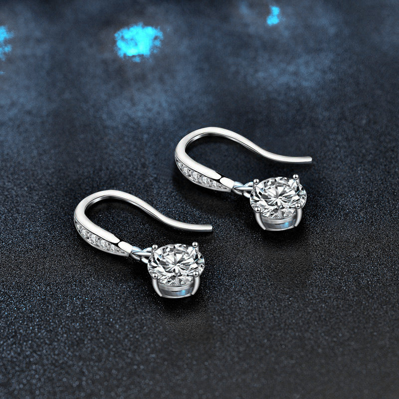 Wholesale 925 Sterling Silver Earrings Summer Moissanite Ear Hooks Korean Dongdaemun Temperament Simple Earrings Ear Accessories