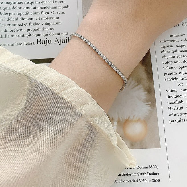 Moissanite jewelry, women's accessories, pure silver luxury jewelry, straight line diamond bracelet