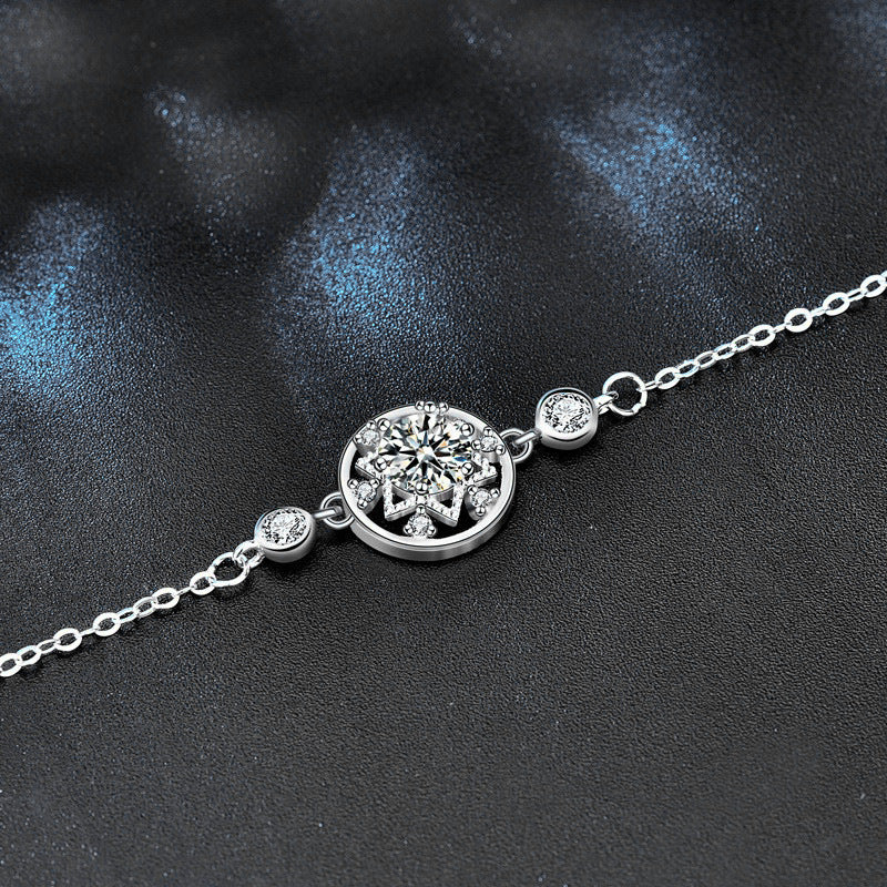 Original Jewelry 925 Sterling Silver Pave Dreamcatcher Bracelet Fashion Round Moissanite Jewelry Student Bestie Gift