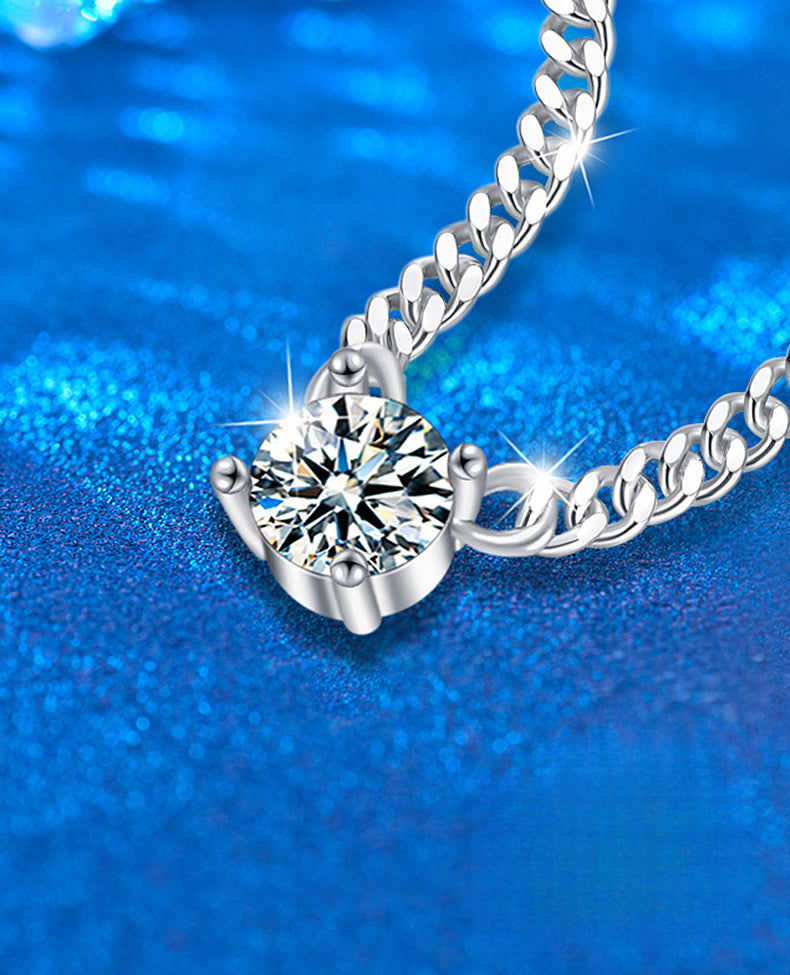 Moissanite Cuban Chain Necklace Men's Chain 925 Silver Jewelry Clavicle Chain Non-Fading Pendant