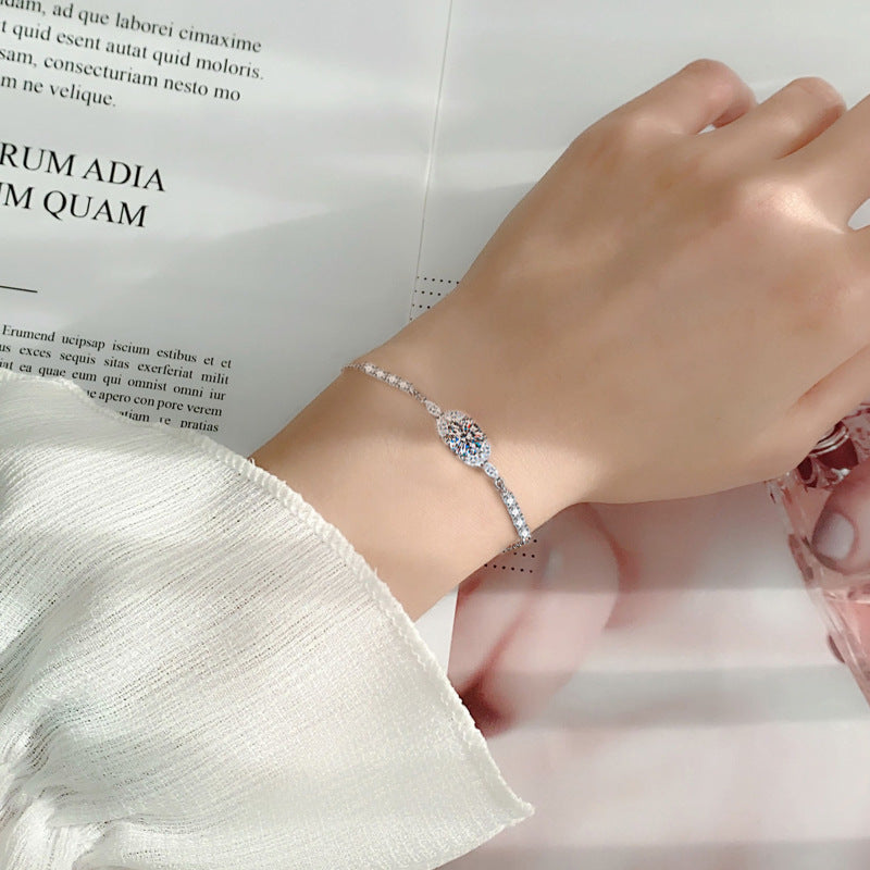 Moissanite bracelet for women, unique and versatile design, 925 pure silver accessory, DIY bracelet