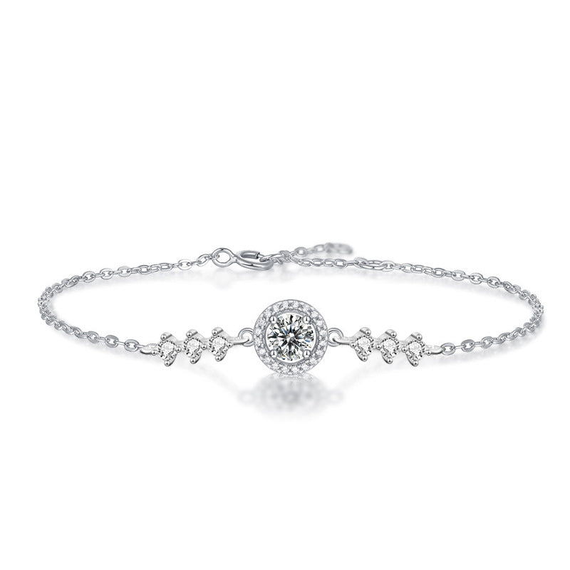 Minimalist Moissanite Bracelet for Women, Ins Style, Starry Sky, Round Package, Elegant and Simple Hand Jewelry, Student Best Friend Birthday Gift