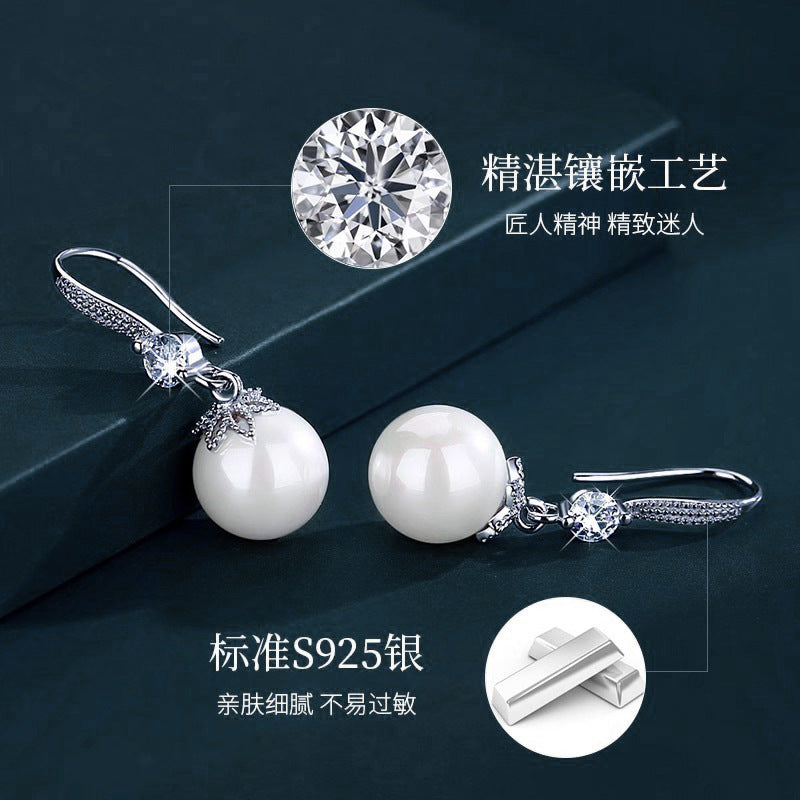Pearl Earring 925 Sterling Silver Moissanite Drop Earrings High-end Tassel Long Earrings