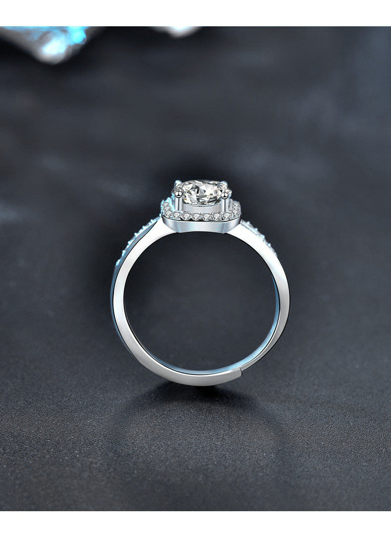 New 1 Carat Moissanite Square Ring for Women, Open Four Claw Ring, Jewelry Accessories