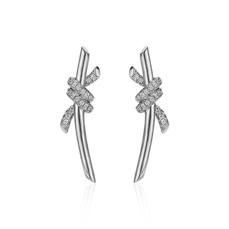 Moissanite T-style Earrings 925 Sterling Silver Simple New Creative Twisted Rope Earrings Hot Selling Accessories