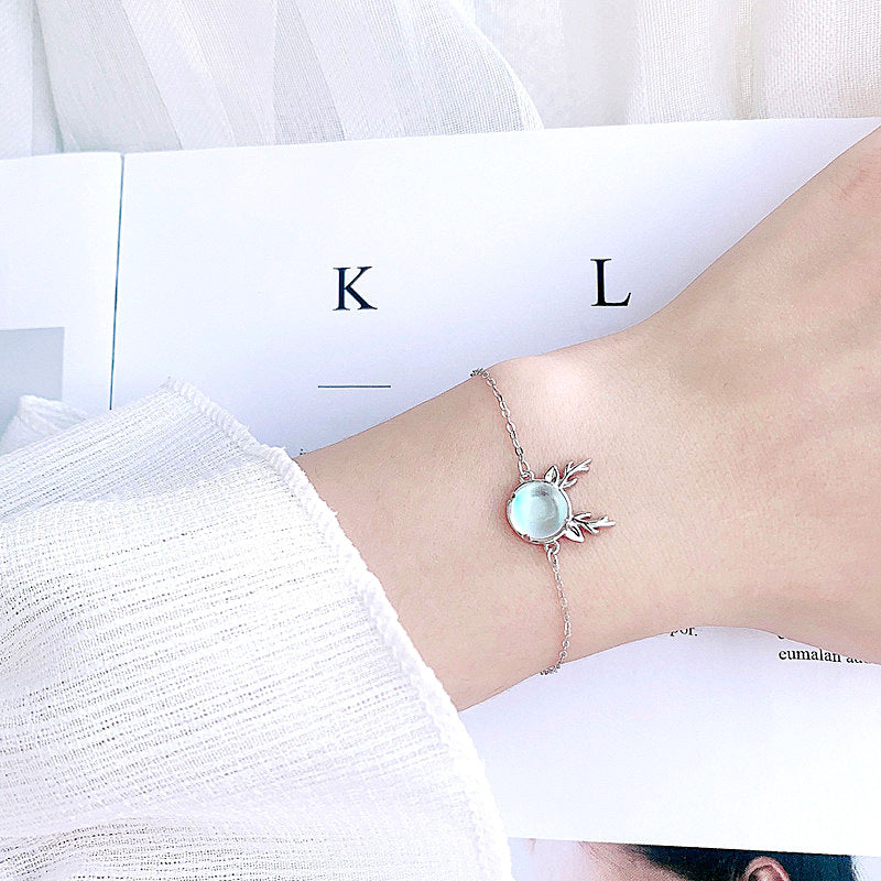 Moonstone 925 Sterling Silver Deer With You Bracelet for Women, Mori Style, Fresh, Winter Christmas Gift Jewelry, Ins