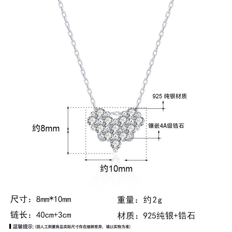 925 Sterling Silver Heart Necklace for Women, Sweet and Cool Style, Spliced Zircon Inlay, One Necklace with Two Ways to Wear, Four-Leaf Clover Necklace, Clavicle Chain