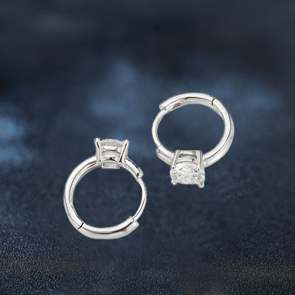 Moissanite S925 Sterling Silver Earrings, Four Claw Simple Elegance Earrings, Lightweight Luxury Fashion OL High-end Earring Clips, Gift for Girlfriend