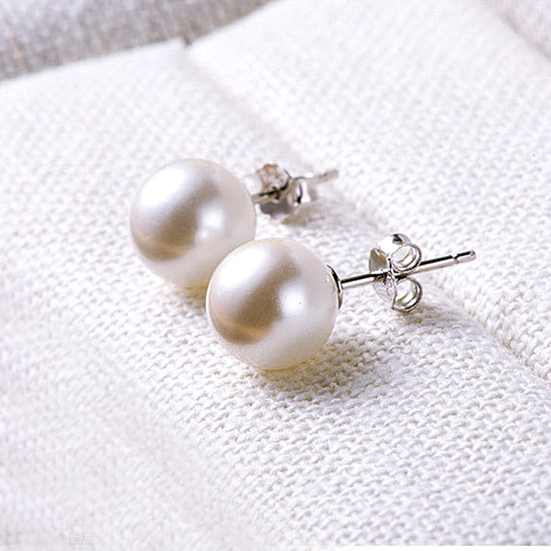 925 Silver Pearl Earrings, Women's European and American Fashion Earrings, Simple and Versatile Accessories, Wholesale, Cross-border Trade, Earrings 6mm