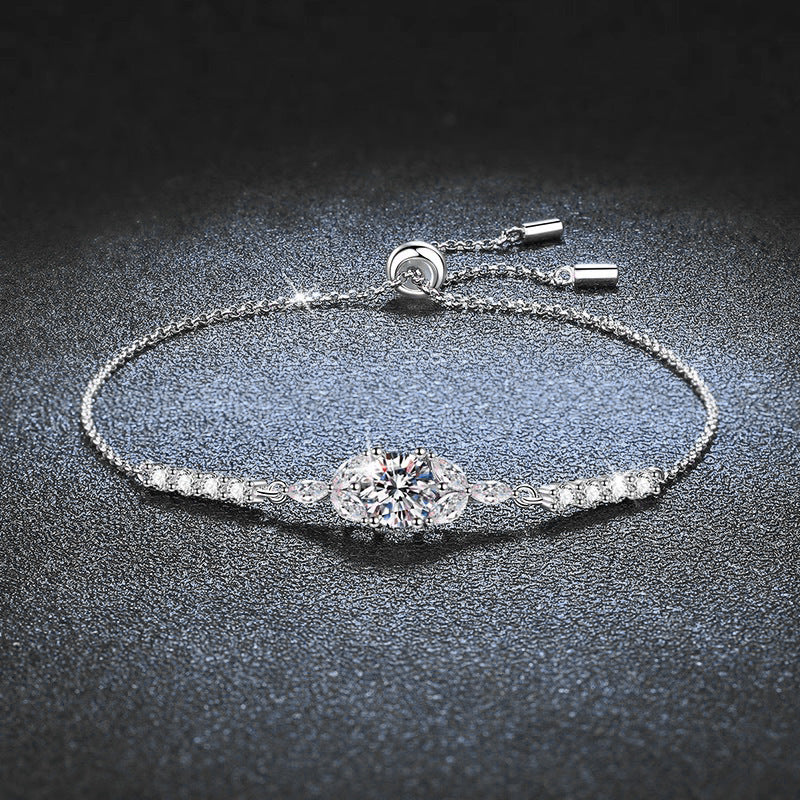 Moissanite bracelet for women, unique and versatile design, 925 pure silver accessory, DIY bracelet