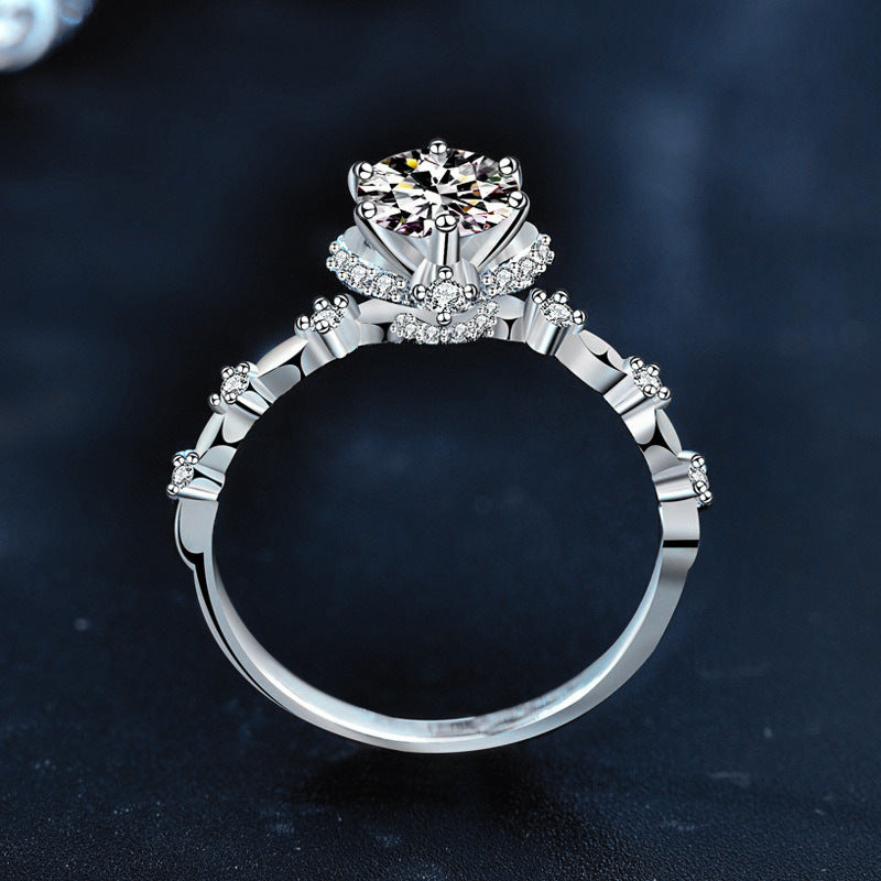 Bridal Bouquet Ring for Women 1 Carat 925 Sterling Silver Setting Moissanite Ring Holder Floral Minimalist Jewelry