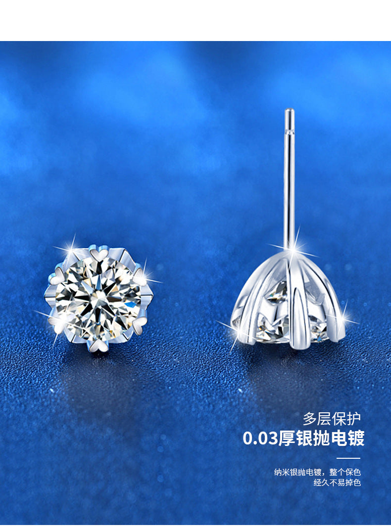 925 Silver Moissanite Snowflake Earrings, Luxurious and Unique Design Earrings, Christmas Accessories