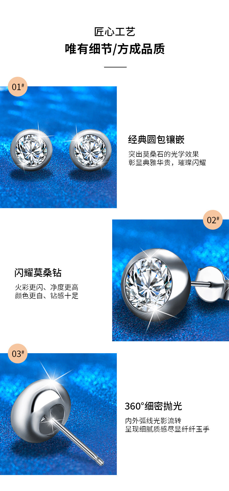 Classic s925 Sterling Silver Bubble Earrings Silver Needle High-end Luxurious Round Zircon Earrings Ear Jewelry ins