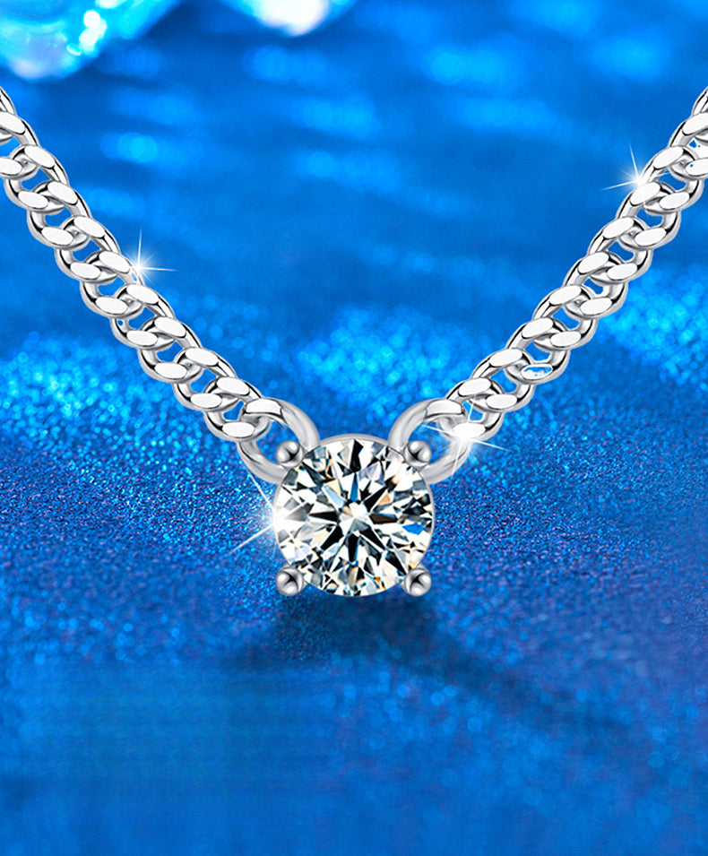 Moissanite Cuban Chain Necklace Men's Chain 925 Silver Jewelry Clavicle Chain Non-Fading Pendant