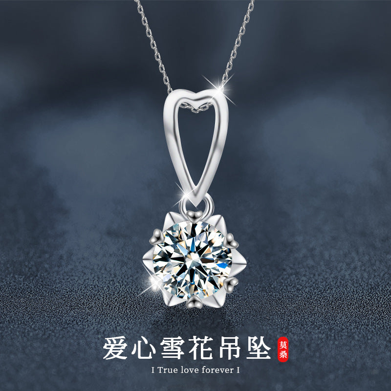 925 Silver Heart Moissanite Necklace, Colorfast, Women's Autumn Winter Luxury High-end Collar Chain, Ins Unique