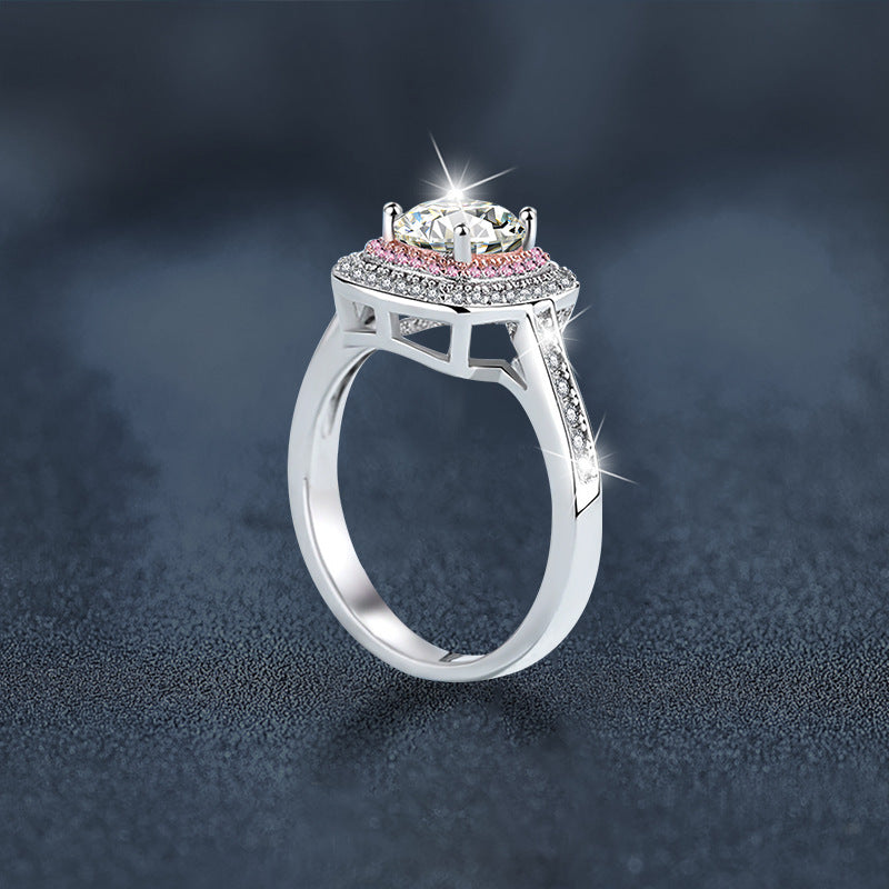 Moissanite ring, 925 silver, unique and luxurious high-end ice sugar square package ring for women, cross-border best-selling accessory