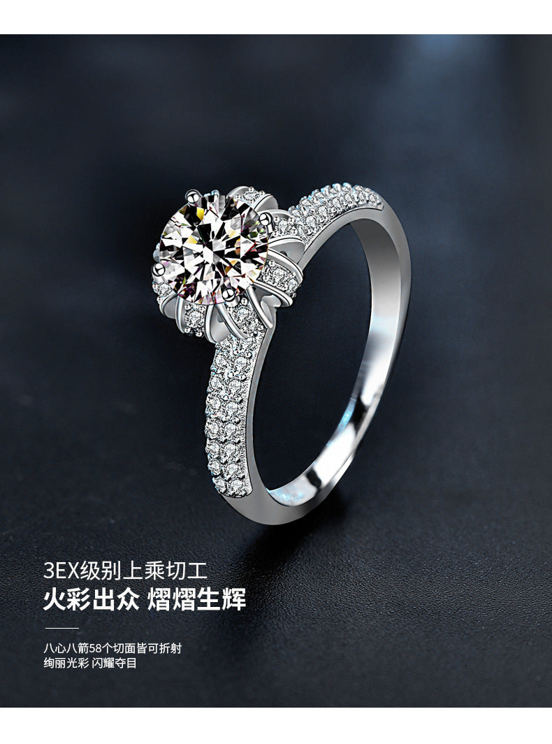 Crowned with love 925 silver moissanite engagement wedding ring single ring for women