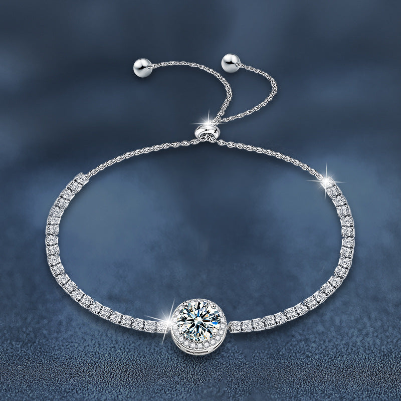 Cross-border 925 Sterling Silver Starry Sky Bracelet for Women, Light Luxury Niche Design Moissanite Jewelry